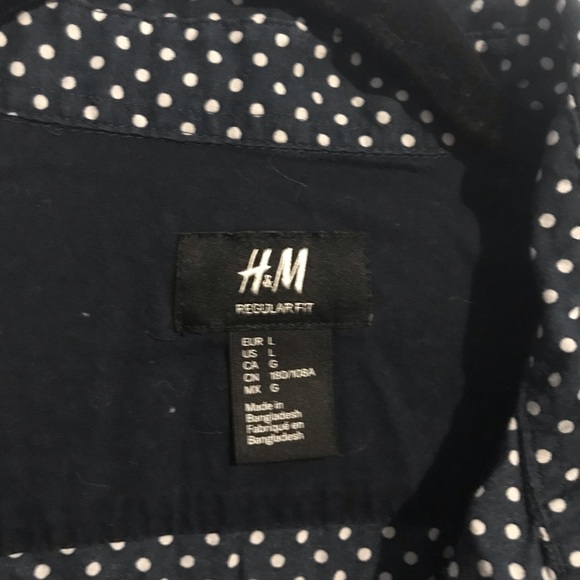 H&M Polka Dot Large Short Sleeve Dress Shirt - Picture 2 of 2